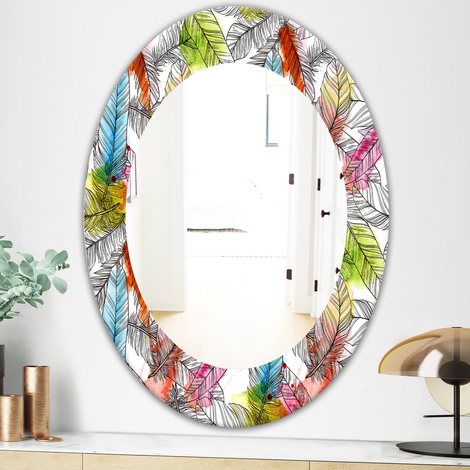 Tropical Mood Bright 6 - Bohemian and Eclectic Mirror - Oval or Round Wall Mirror