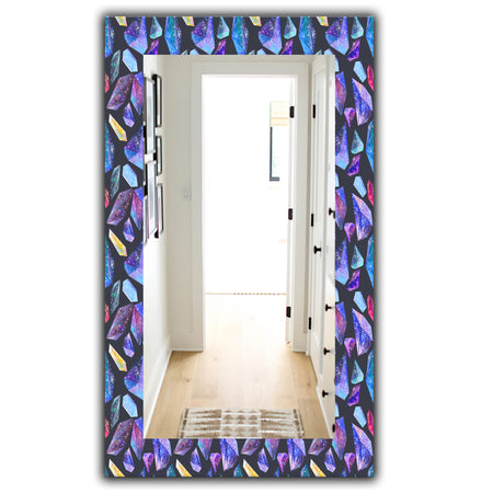 Pattern With Watercolor Crystals With Star Sky - Modern Mirror - Wall Mirror