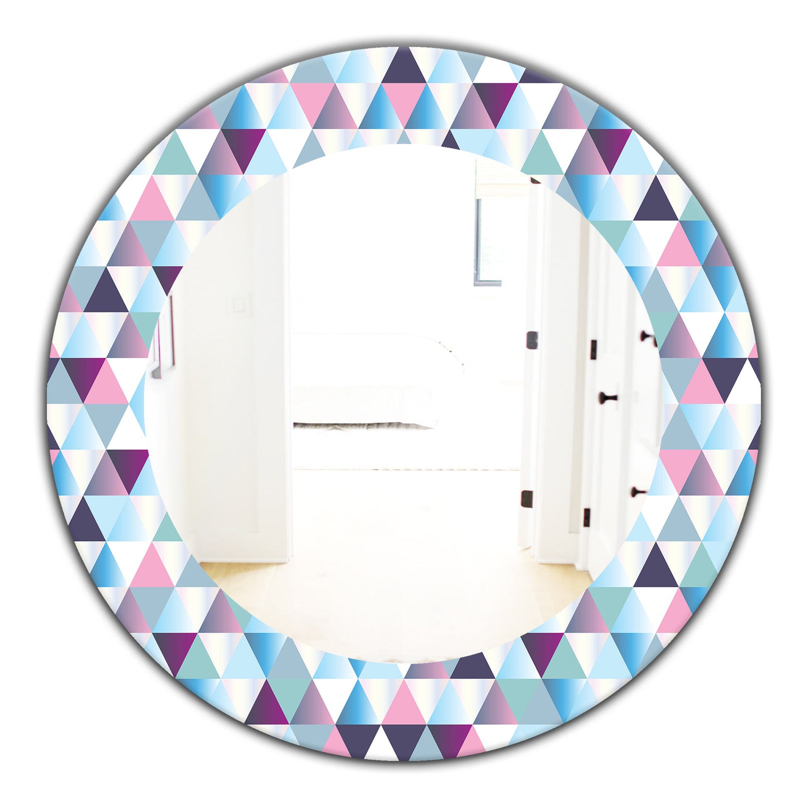 Triangular Colourfields 13 - Modern Mirror - Oval or Round Wall Mirror