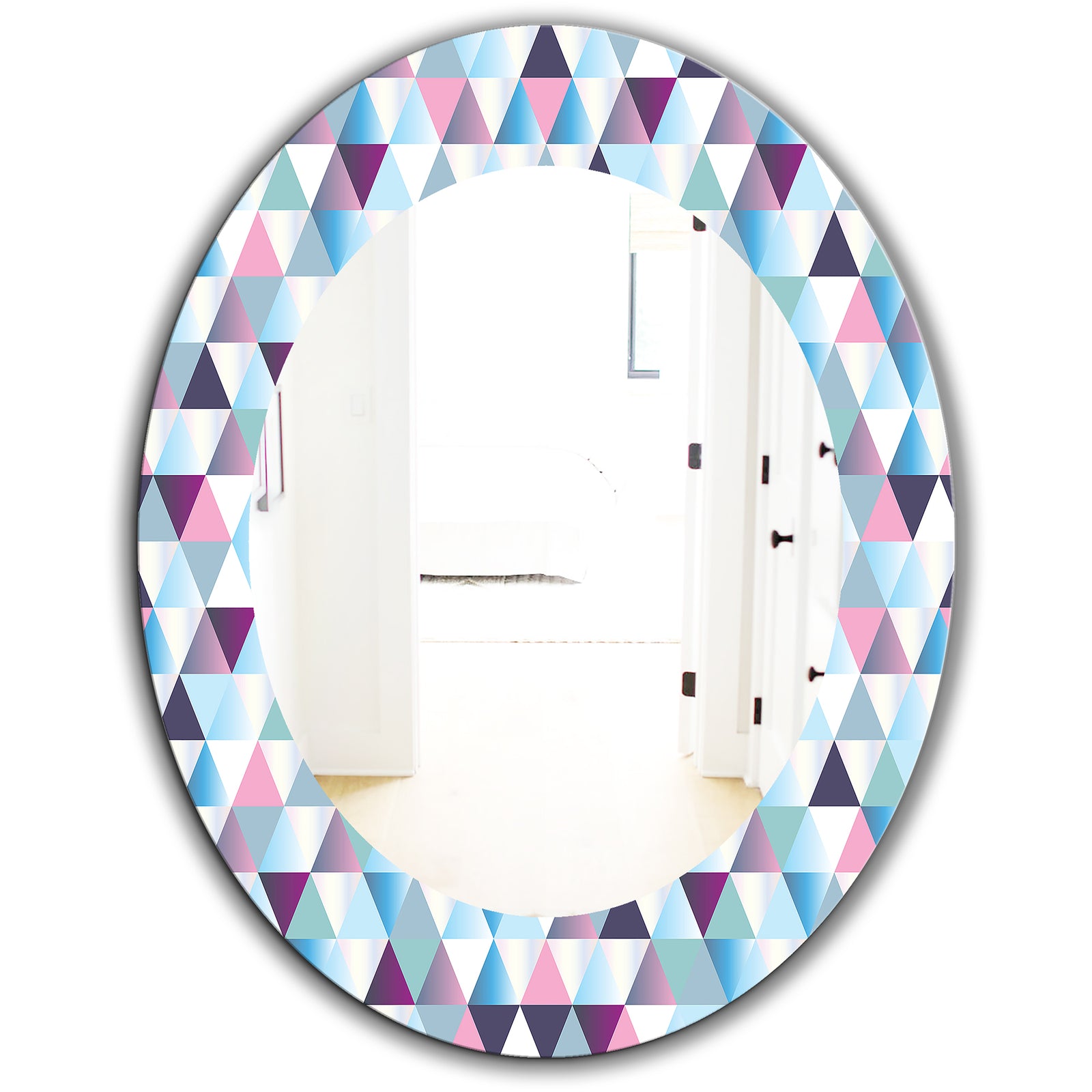 Triangular Colourfields 13 - Modern Mirror - Oval or Round Wall Mirror