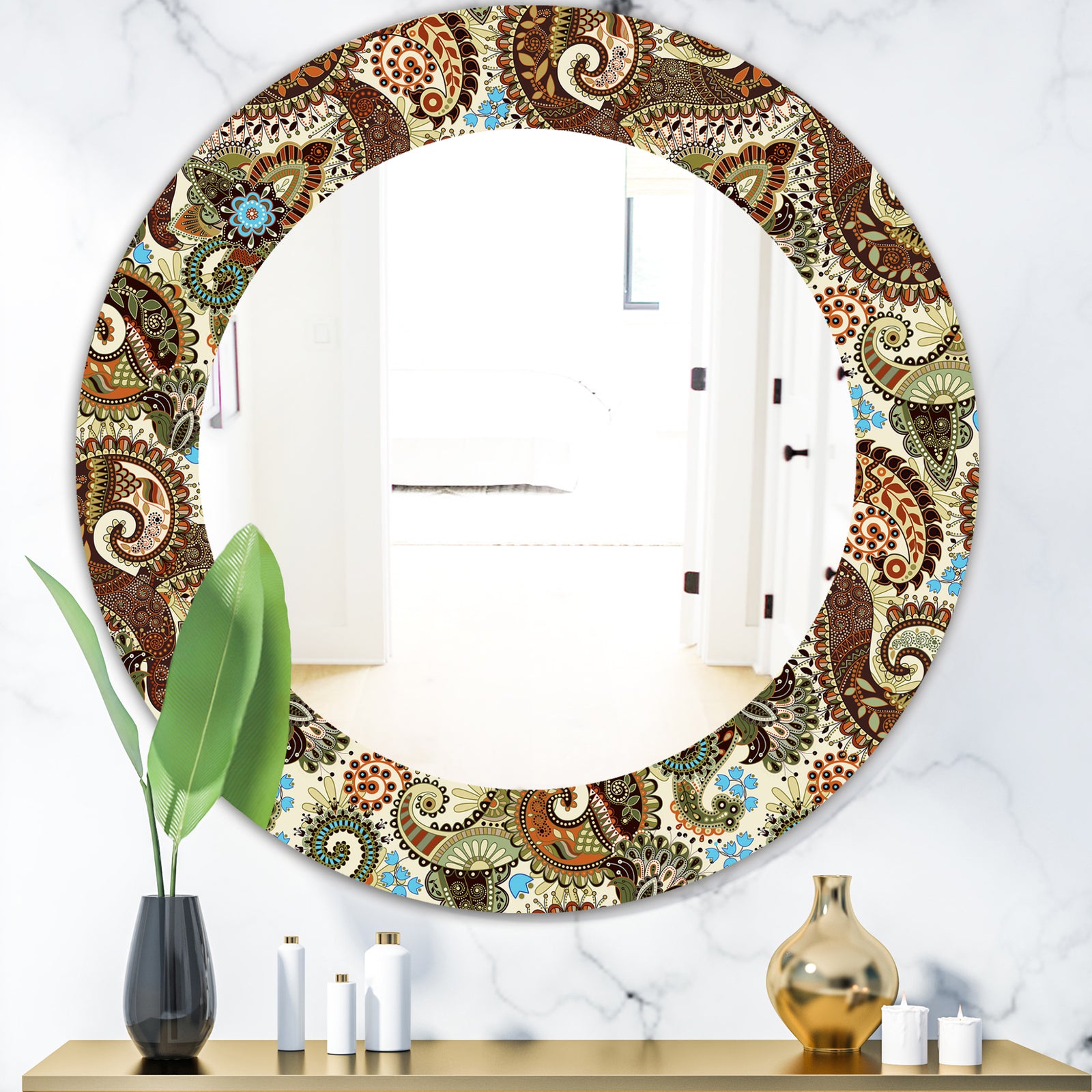 Paisley 13 - Bohemian and Eclectic Mirror - Oval or Round Wall Mirror