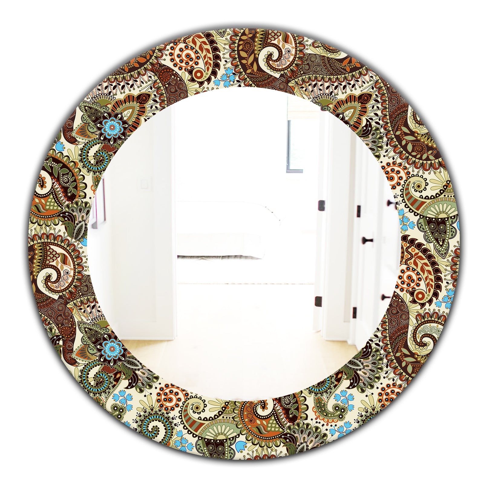 Paisley 13 - Bohemian and Eclectic Mirror - Oval or Round Wall Mirror