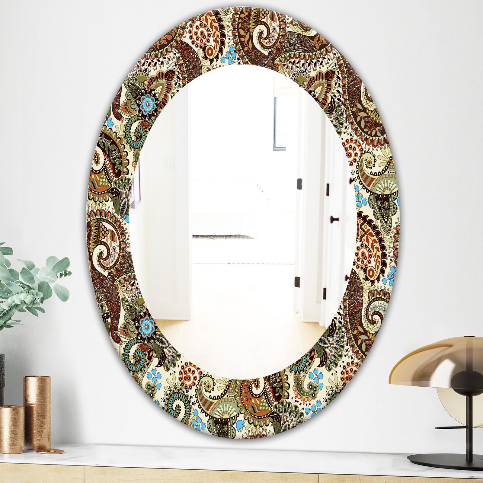 Paisley 13 - Bohemian and Eclectic Mirror - Oval or Round Wall Mirror