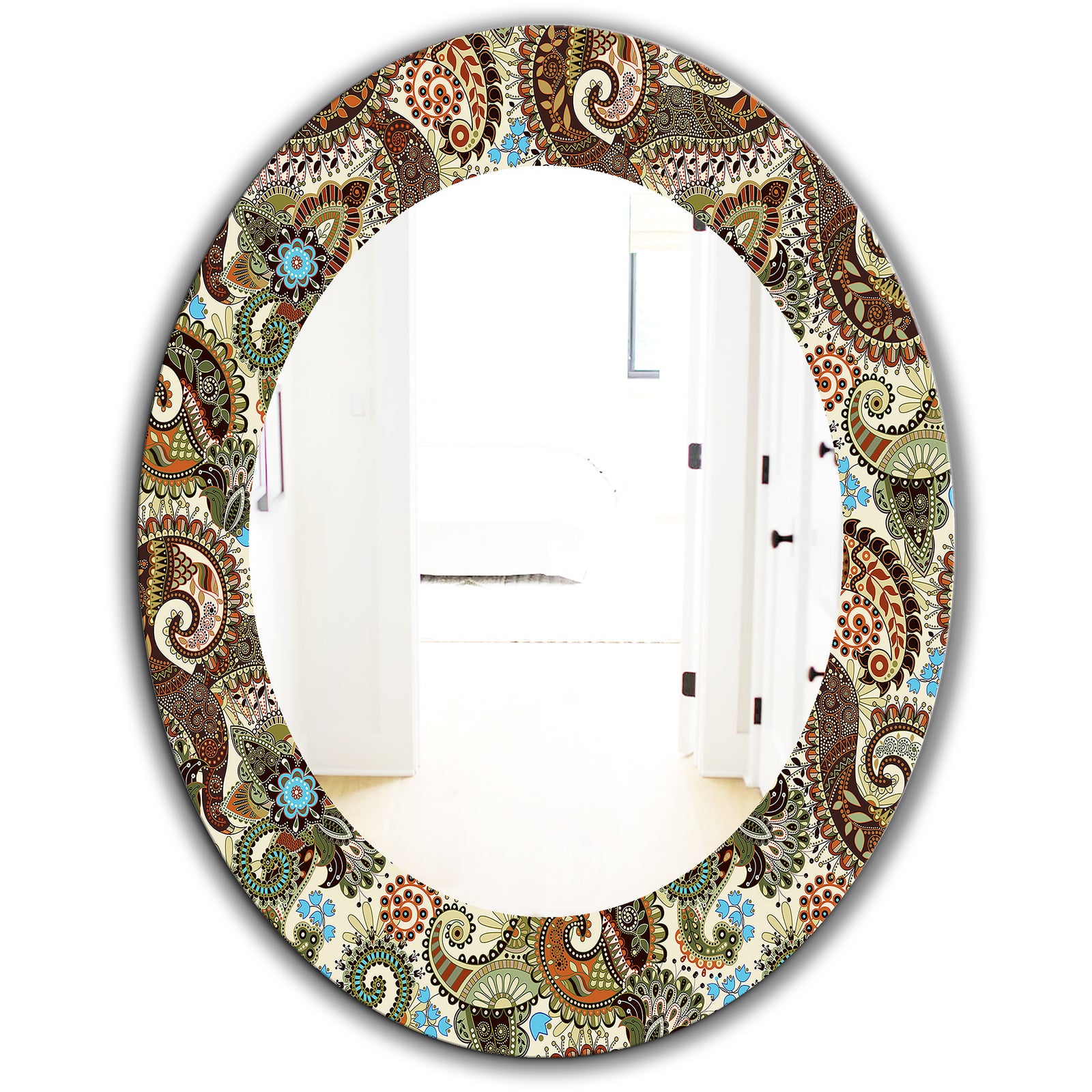 Paisley 13 - Bohemian and Eclectic Mirror - Oval or Round Wall Mirror