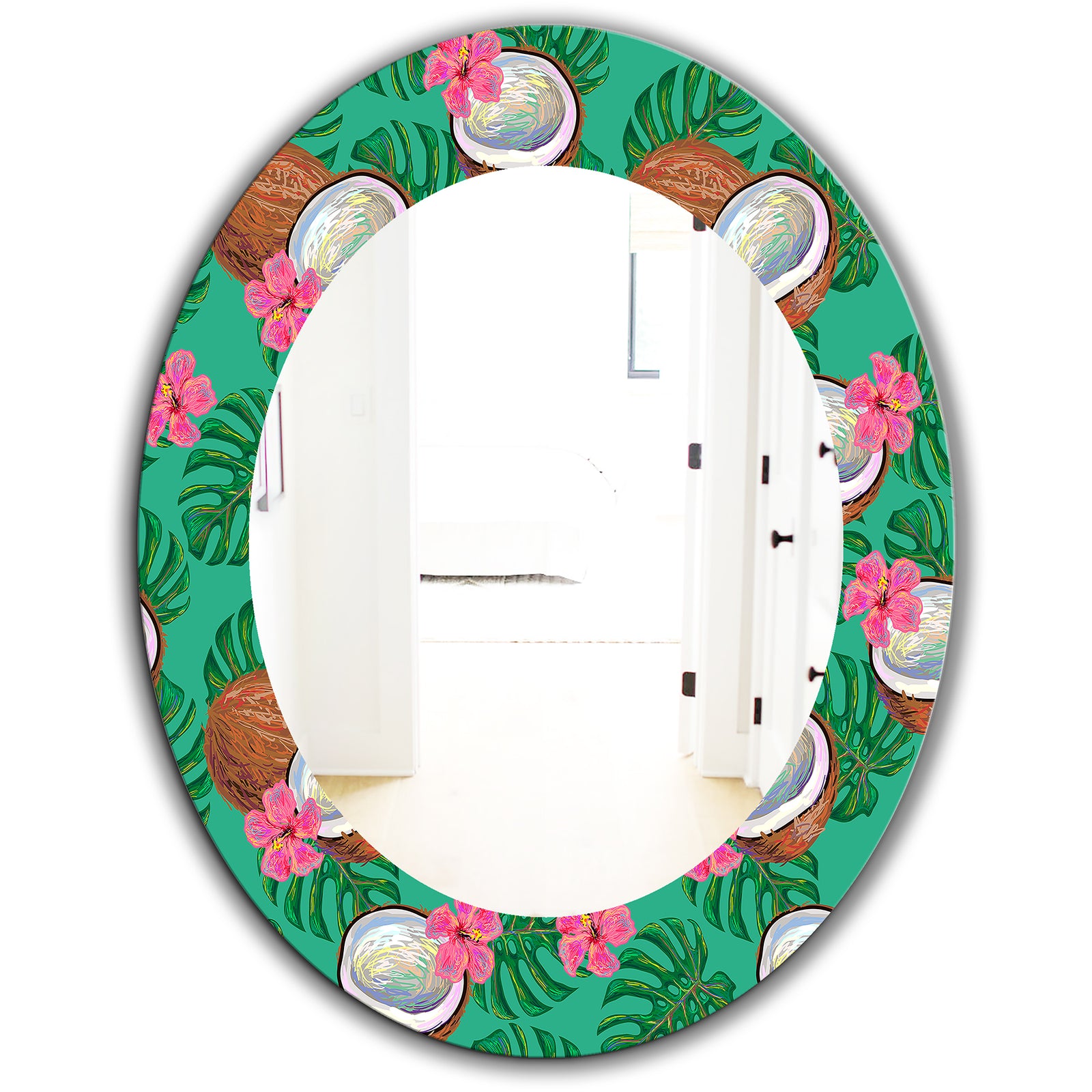 Tropical Mood Foliage 21 - Bohemian and Eclectic Mirror - Oval or Round Wall Mirror