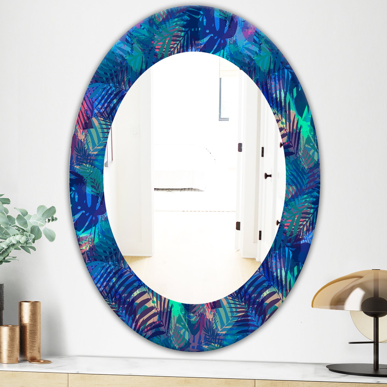 Tropical Mood Blue 7 - Modern Mirror - Oval or Round Wall Mirror