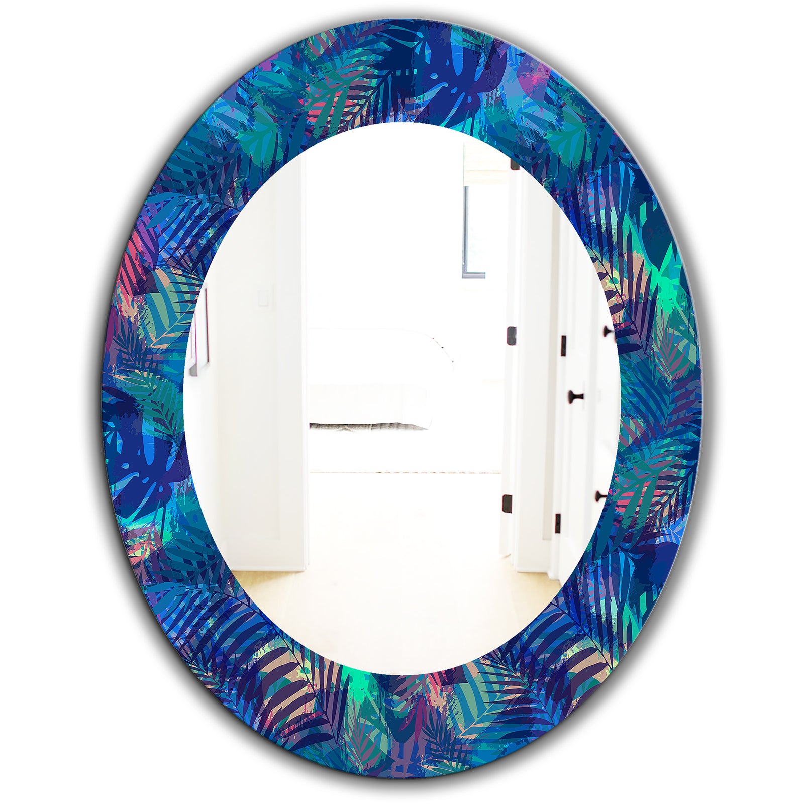 Tropical Mood Blue 7 - Modern Mirror - Oval or Round Wall Mirror
