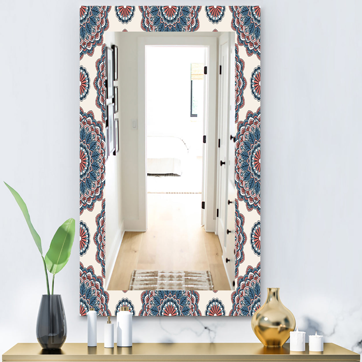Oriental Pattern - Bohemian and Eclectic Mirror - Modern Wall Mirror