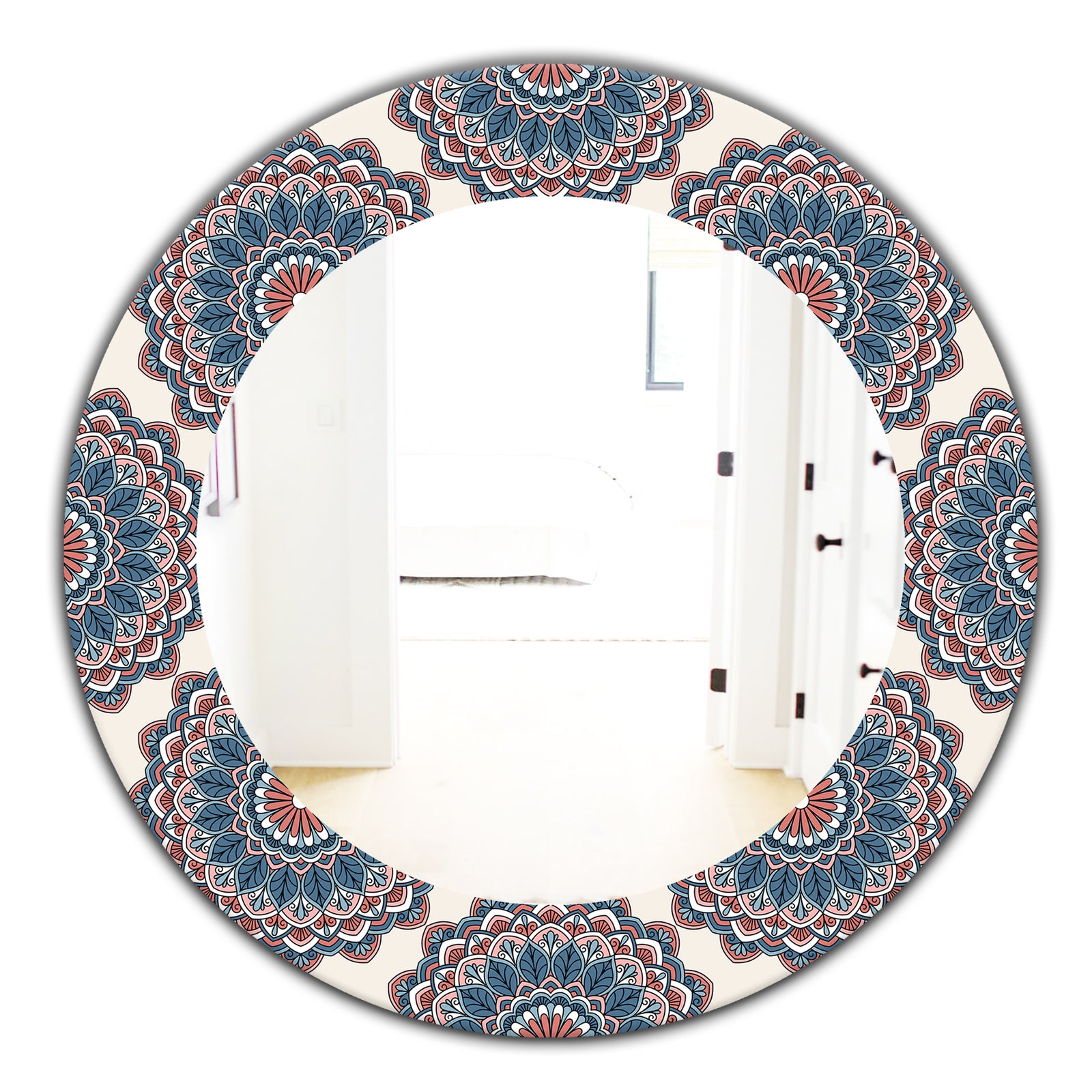 Oriental Pattern - Bohemian and Eclectic Mirror - Oval or Round Wall Mirror
