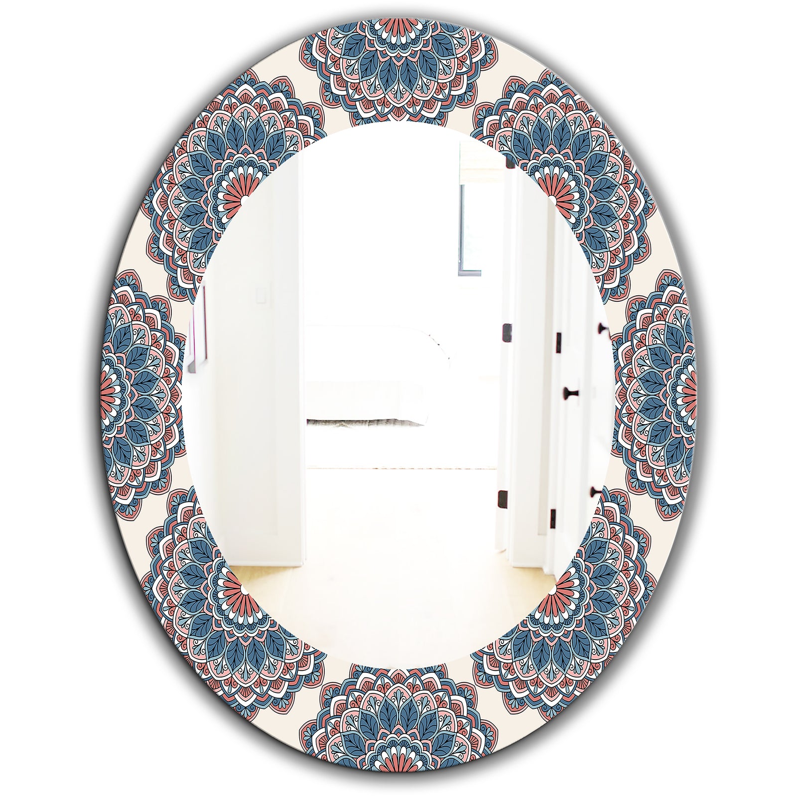 Oriental Pattern - Bohemian and Eclectic Mirror - Oval or Round Wall Mirror