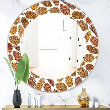 Pine Cones Pattern - Bohemian and Eclectic Mirror - Oval or Round Wall Mirror