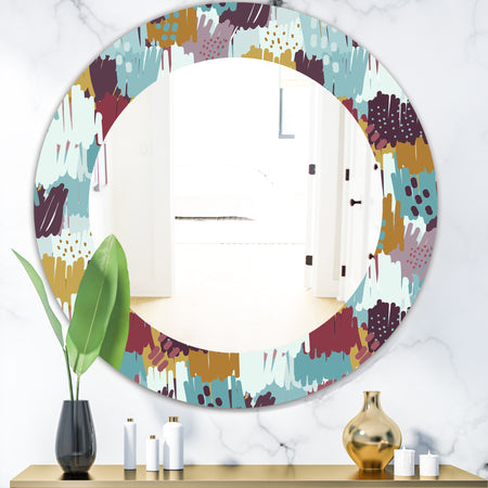 Pattern Witch Sketch Texture - Modern Mirror - Oval or Round Wall Mirror