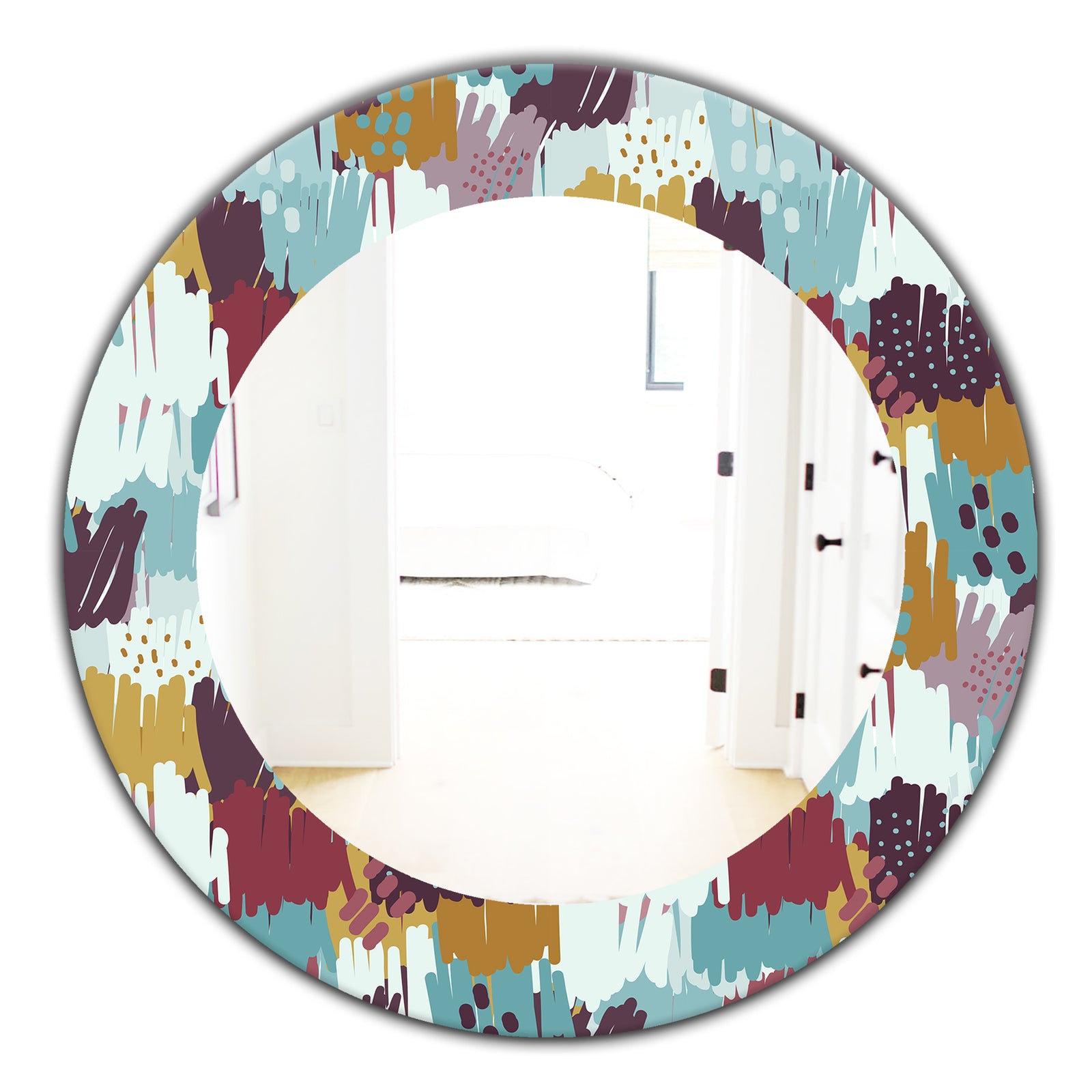 Pattern Witch Sketch Texture - Modern Mirror - Oval or Round Wall Mirror