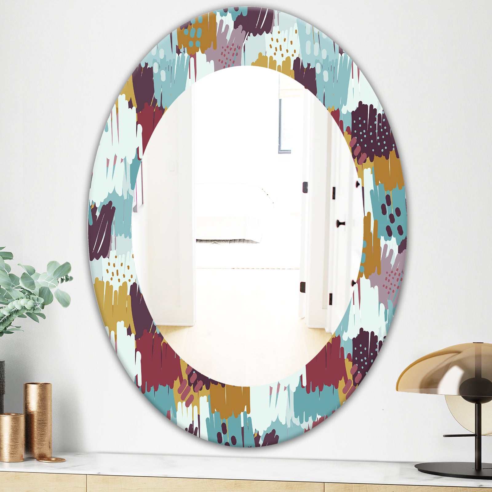 Pattern Witch Sketch Texture - Modern Mirror - Oval or Round Wall Mirror
