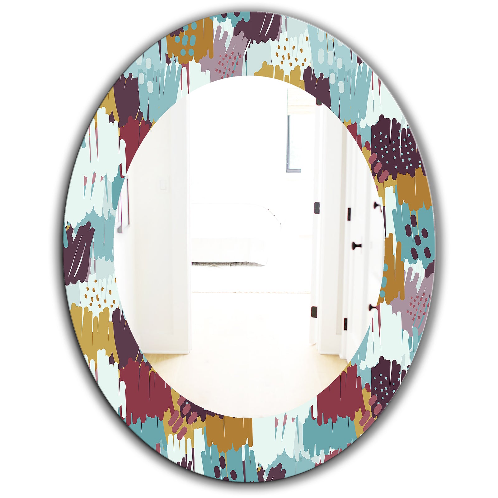 Pattern Witch Sketch Texture - Modern Mirror - Oval or Round Wall Mirror