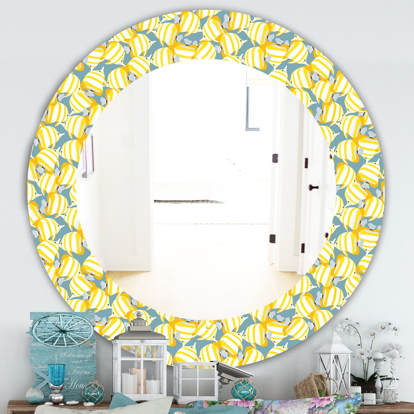 Yellow Moods 21 - Traditional Mirror - Oval or Round Wall Mirror