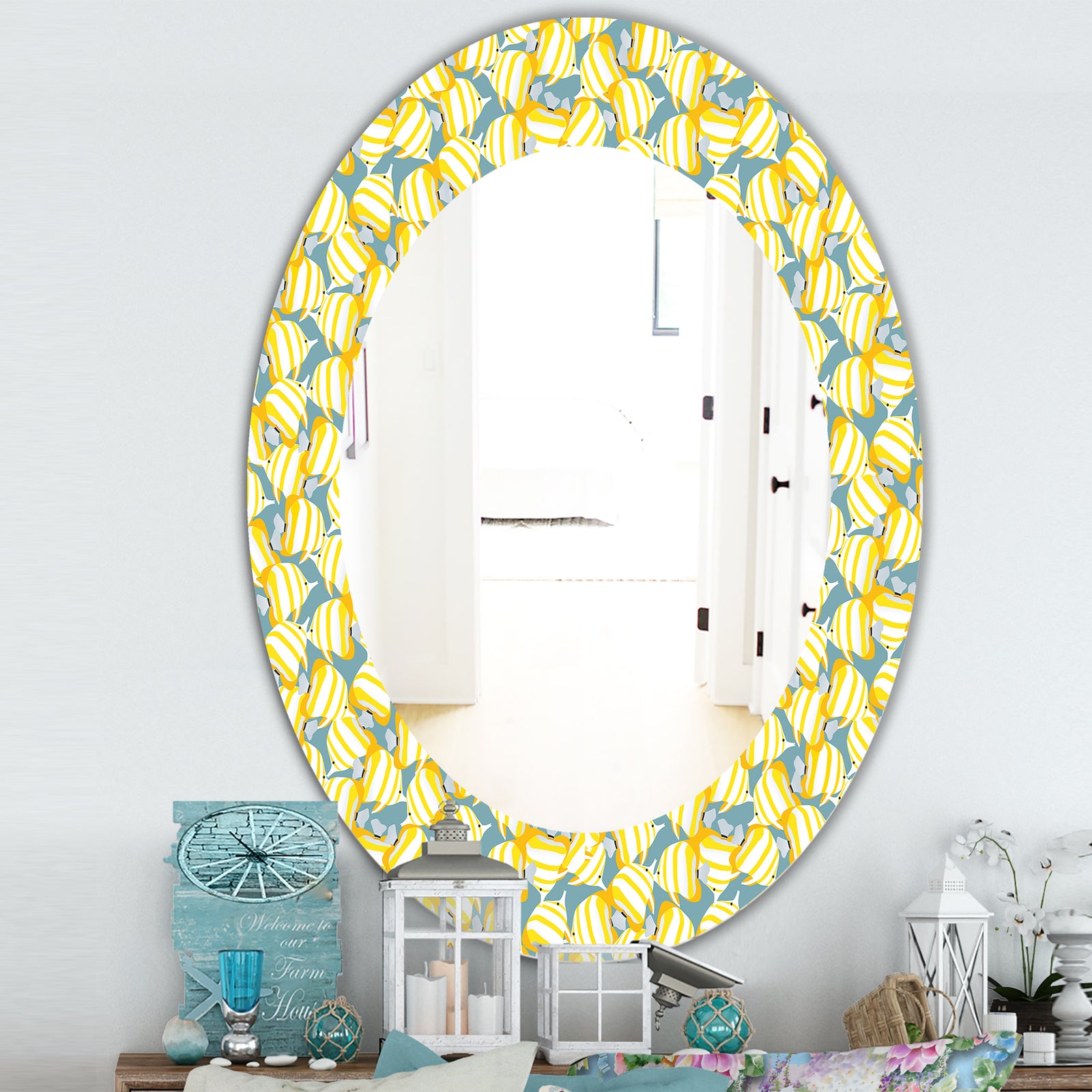 Yellow Moods 21 - Traditional Mirror - Oval or Round Wall Mirror