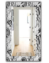 Monochrome Abstract Floral Pattern - Bohemian and Eclectic Mirror - Modern Wall Mirror