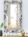 Monochrome Abstract Floral Pattern - Bohemian and Eclectic Mirror - Modern Wall Mirror