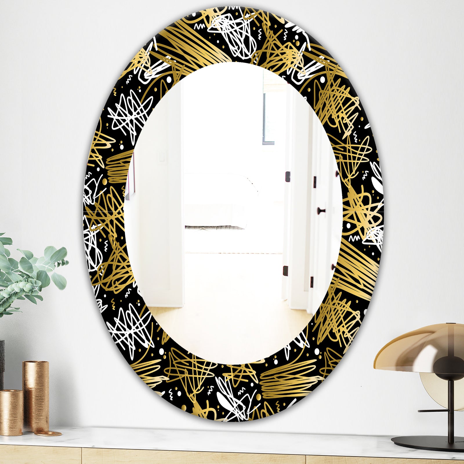 Obsidian Impressions 5 - Modern Mirror - Oval or Round Wall Mirror