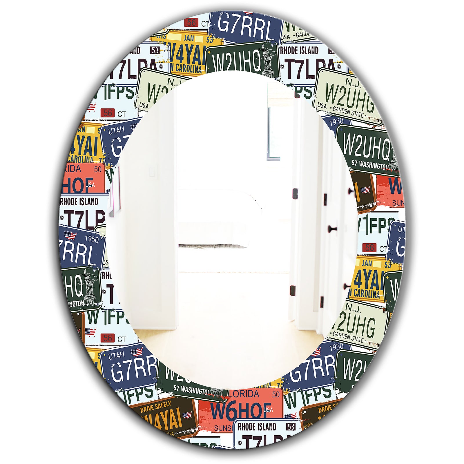 Us California Licence Plates - Modern Mirror - Oval or Round Wall Mirror