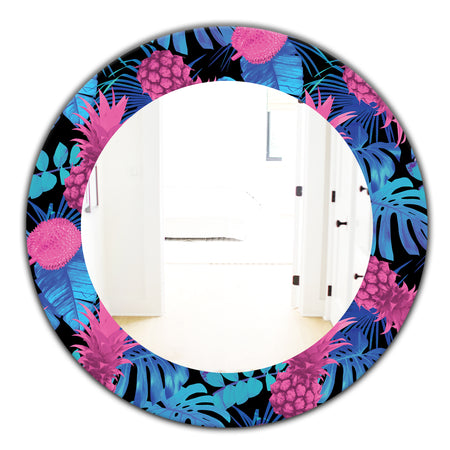Tropical Mood Blue 8 - Bohemian and Eclectic Mirror - Oval or Round Wall Mirror