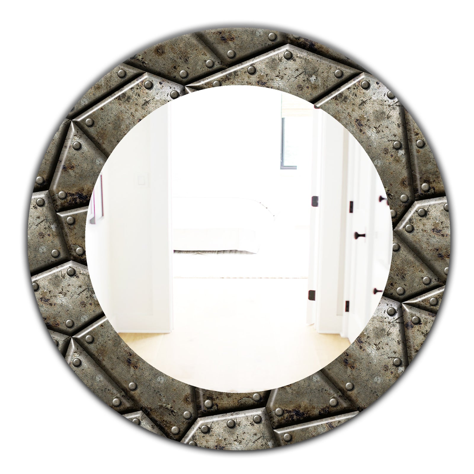 Armor Texture - Bohemian & Eclectic Mirror - Oval or Round Wall Mirror