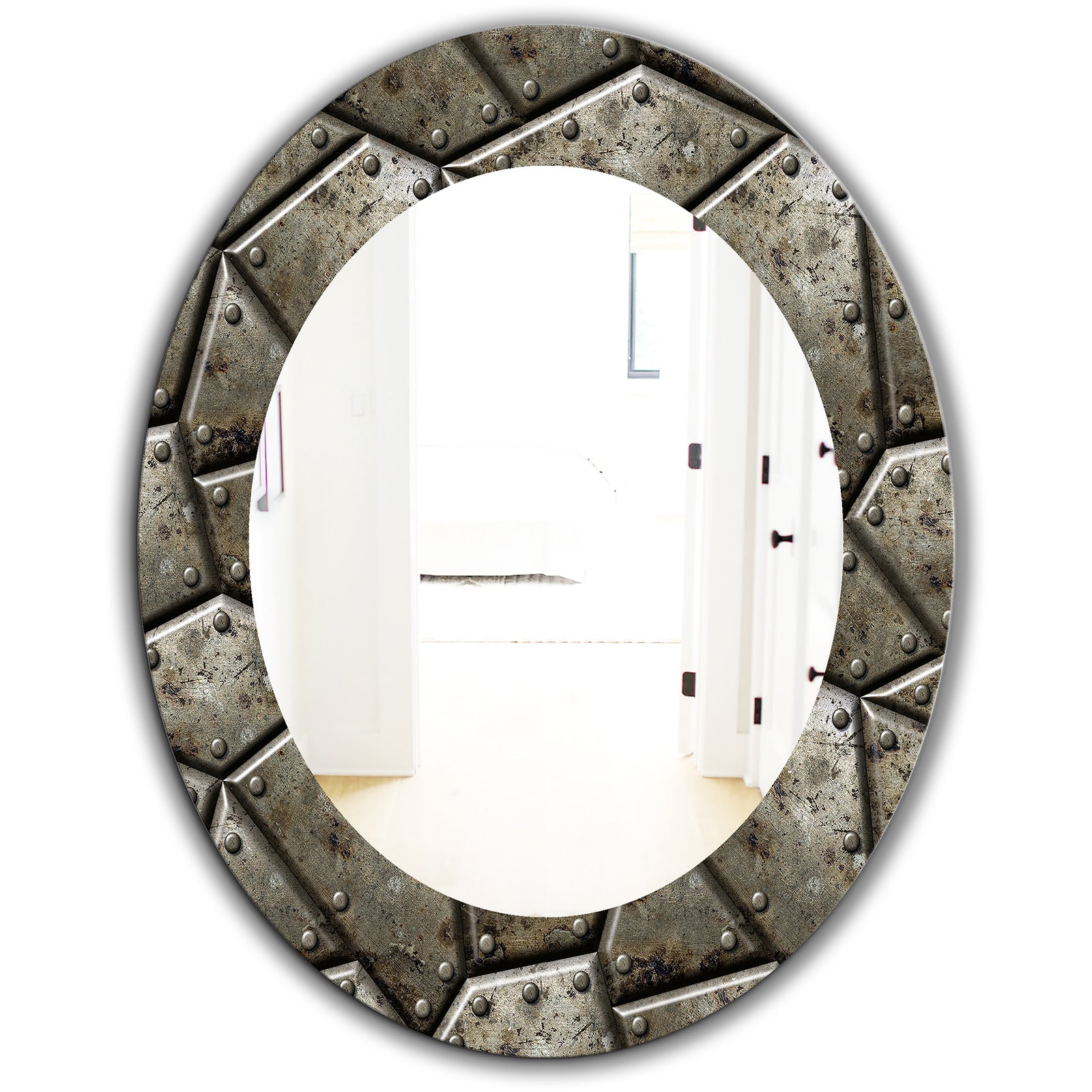 Armor Texture - Bohemian & Eclectic Mirror - Oval or Round Wall Mirror