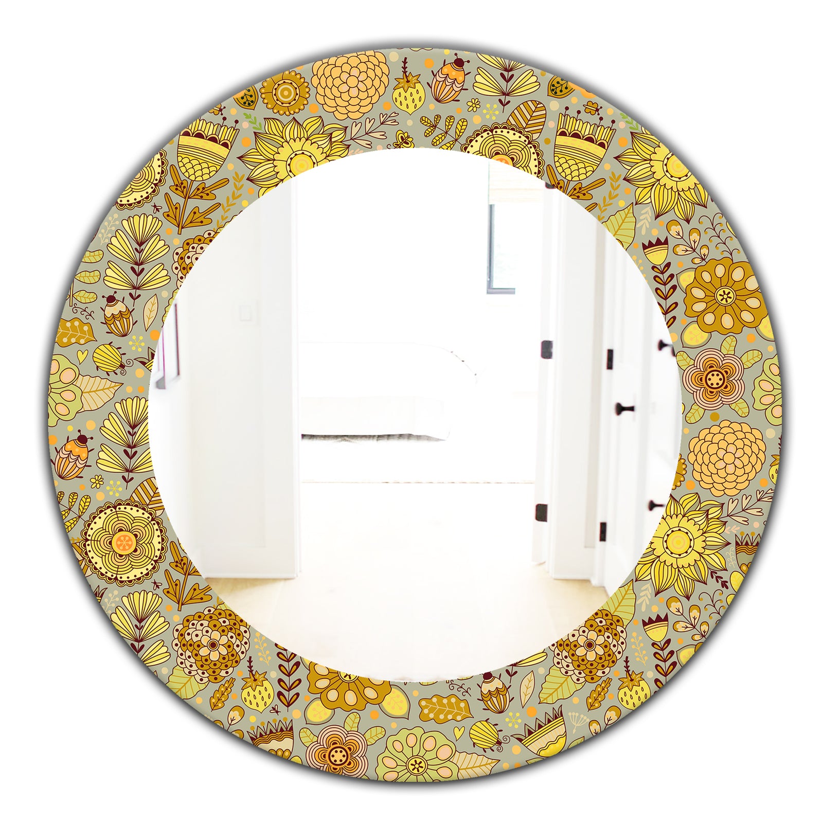 Yellow Moods 22 - Modern Mirror - Oval or Round Wall Mirror