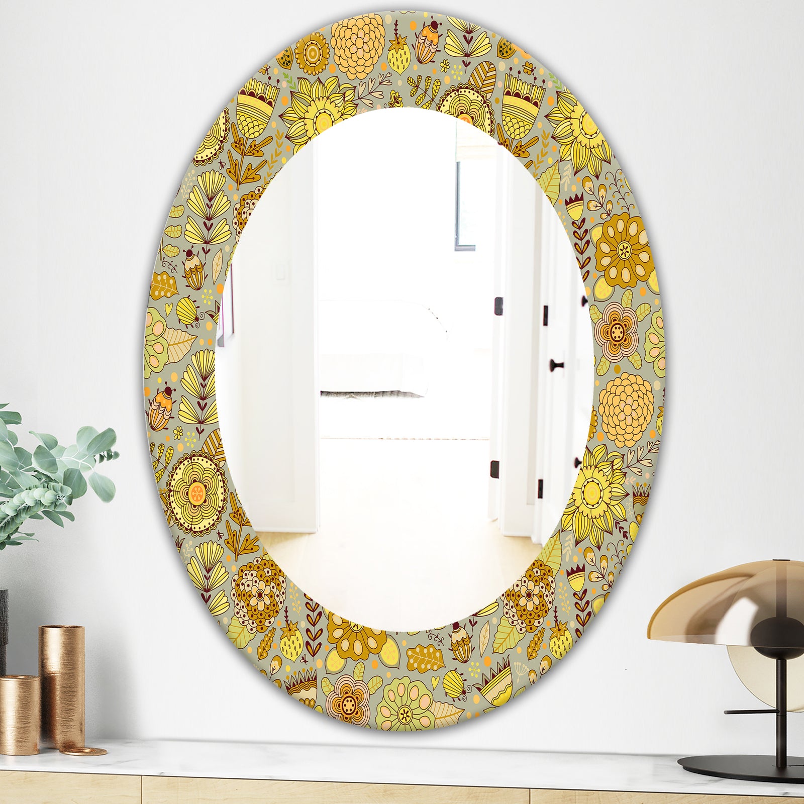 Yellow Moods 22 - Modern Mirror - Oval or Round Wall Mirror