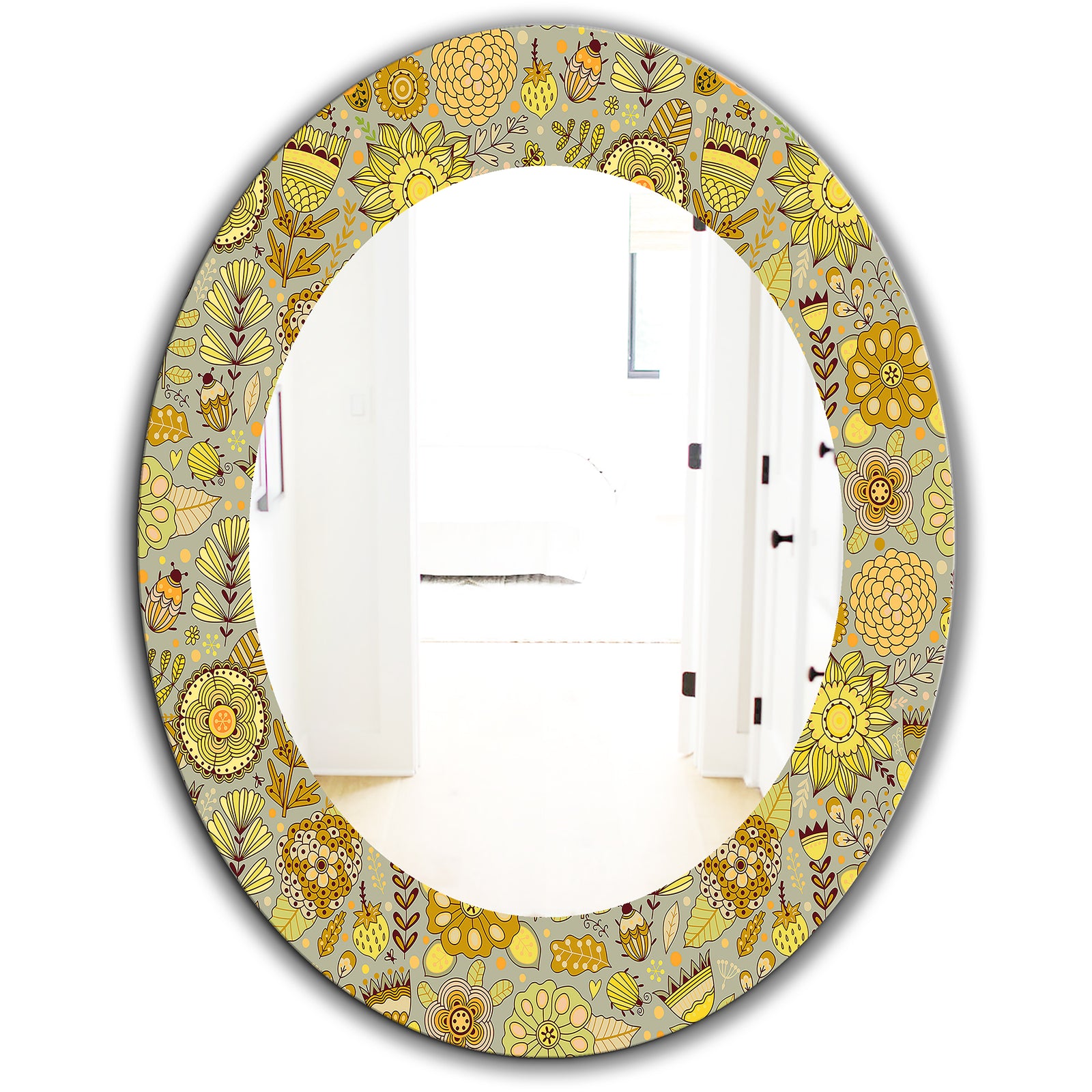 Yellow Moods 22 - Modern Mirror - Oval or Round Wall Mirror