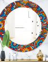 Hand Drawn Pattern With Floral Elements - Bohemian and Eclectic Mirror - Oval or Round Wall Mirror