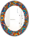 Hand Drawn Pattern With Floral Elements - Bohemian and Eclectic Mirror - Oval or Round Wall Mirror