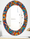 Hand Drawn Pattern With Floral Elements - Bohemian and Eclectic Mirror - Oval or Round Wall Mirror