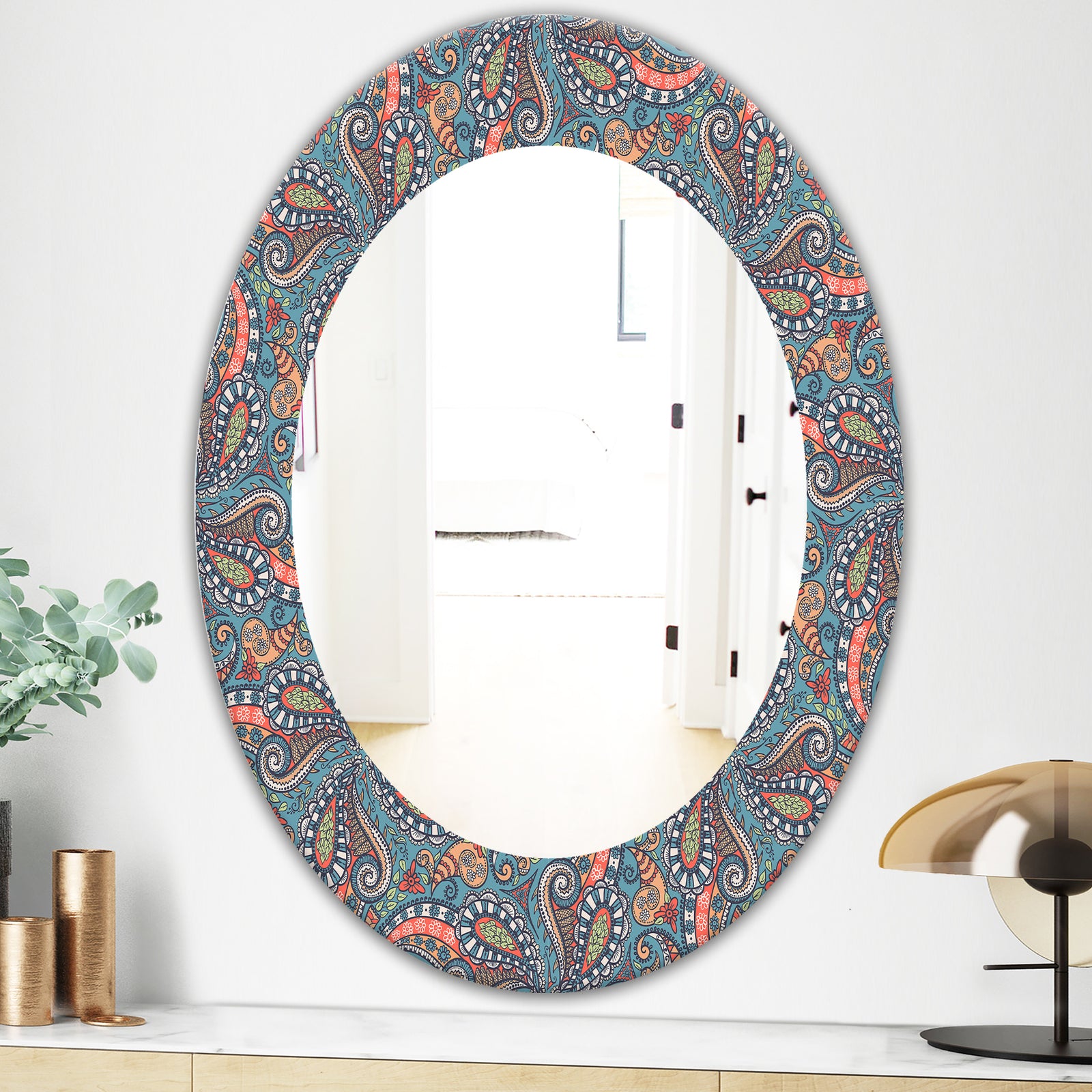 Paisley 14 - Bohemian and Eclectic Mirror - Oval or Round Wall Mirror