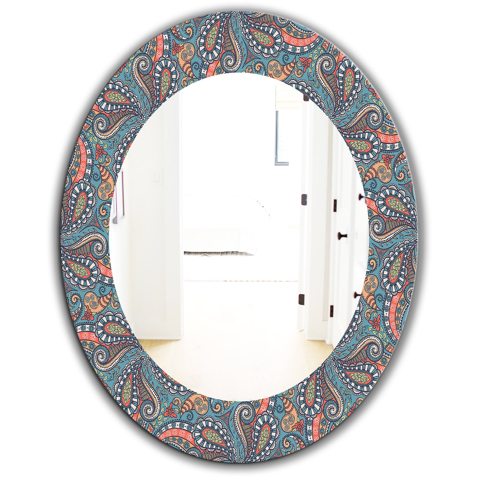 Paisley 14 - Bohemian and Eclectic Mirror - Oval or Round Wall Mirror