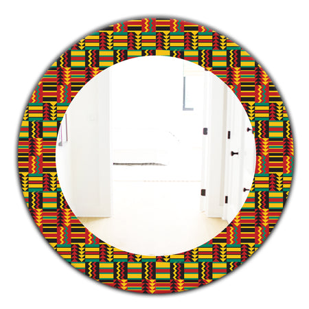 African Pattern - Bohemian and Eclectic Mirror - Oval or Round Wall Mirror