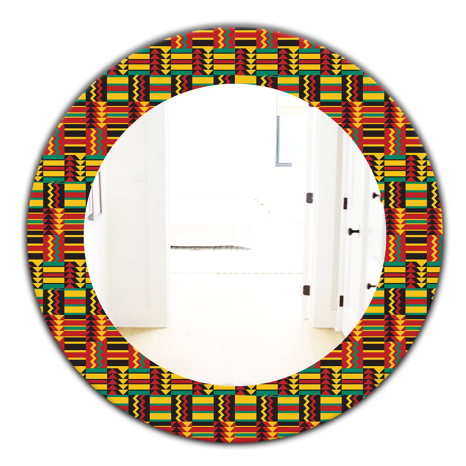 African Pattern - Bohemian and Eclectic Mirror - Oval or Round Wall Mirror