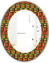 African Pattern - Bohemian and Eclectic Mirror - Oval or Round Wall Mirror