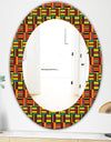 African Pattern - Bohemian and Eclectic Mirror - Oval or Round Wall Mirror