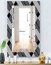 Black and White Check Stipes Pattern - Modern Mirror - Wall Mirror