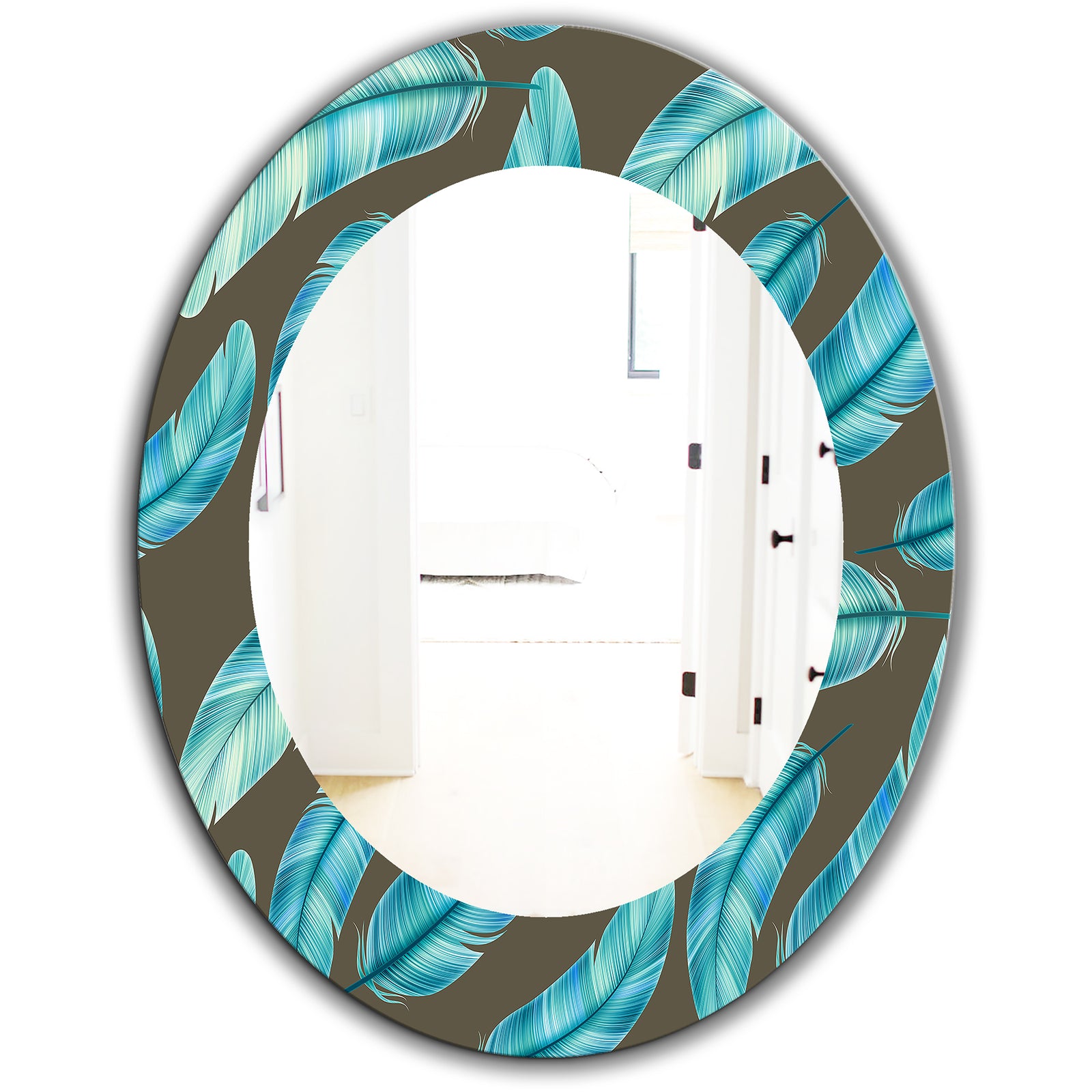 Feathers 27 - Mid-Century Mirror - Oval or Round Wall Mirror