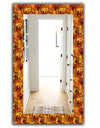 Beautiful Golden Orange & Red Peacock Feathers - Bohemian & Eclectic Mirror - Modern Wall Mirror