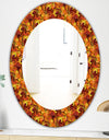 Beautiful Golden Orange & Red Peacock Feathers - Bohemian & Eclectic Mirror - Oval or Round Wall Mirror