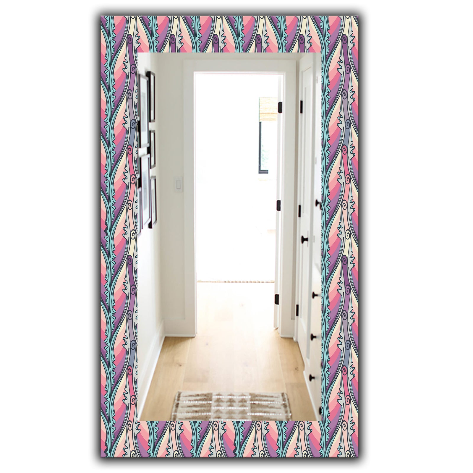 Floral Abstract Pattern - Bohemian and Eclectic Mirror - Modern Wall Mirror