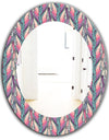 Floral Abstract Pattern - Bohemian and Eclectic Mirror - Oval or Round Wall Mirror