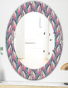 Floral Abstract Pattern - Bohemian and Eclectic Mirror - Oval or Round Wall Mirror