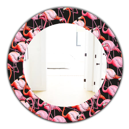 Flamingo 3 - Bohemian and Eclectic Mirror - Oval or Round Wall Mirror