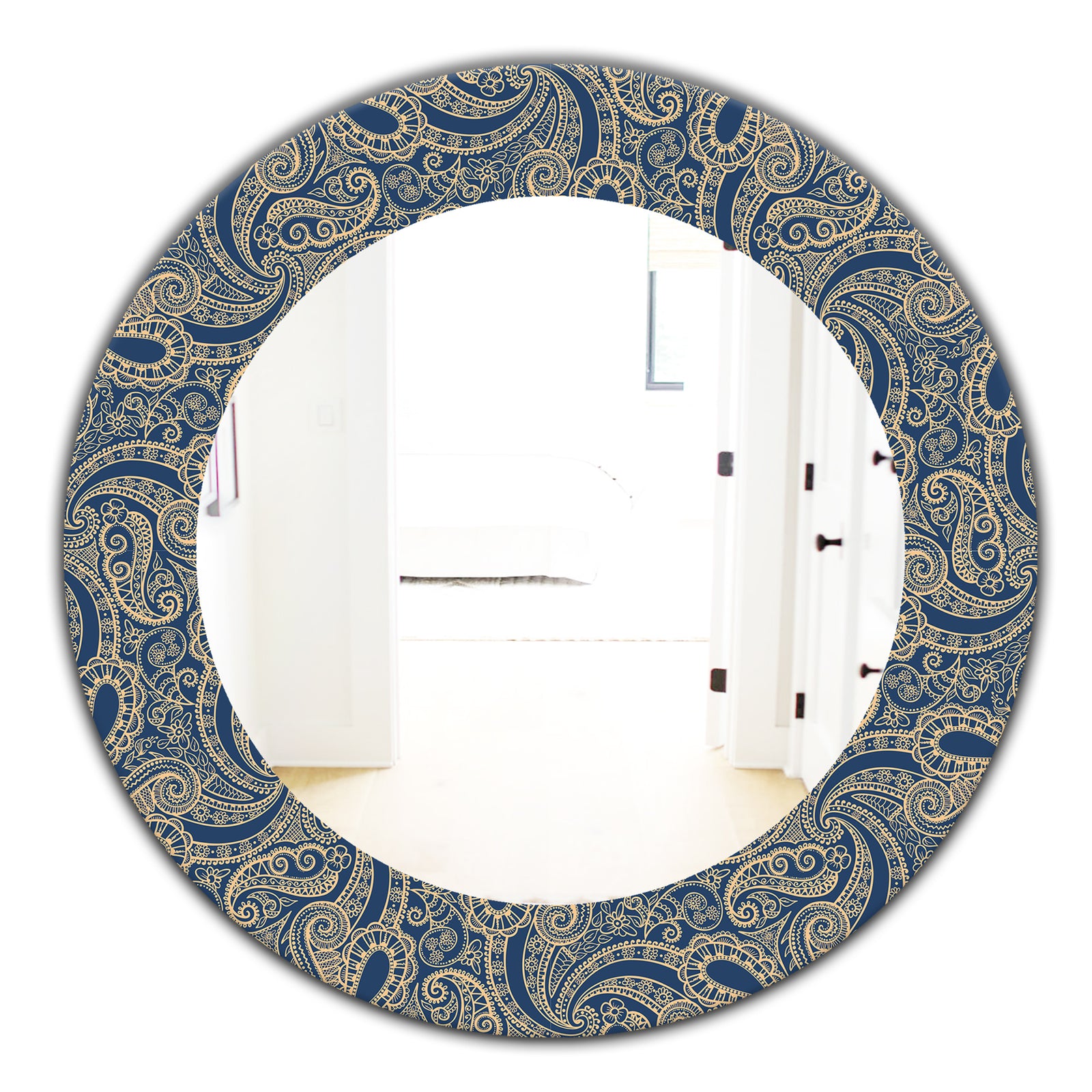 Lace Pattern - Bohemian and Eclectic Mirror - Oval or Round Wall Mirror