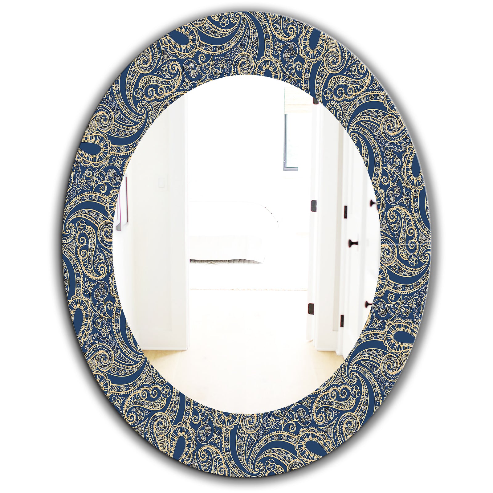 Lace Pattern - Bohemian and Eclectic Mirror - Oval or Round Wall Mirror